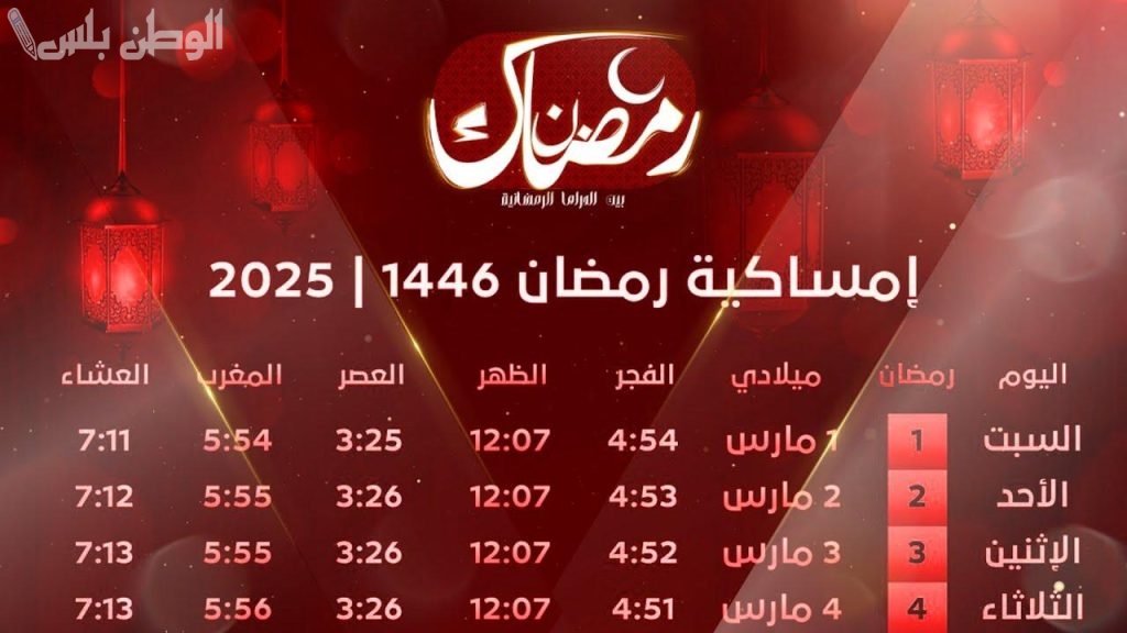 على مدار الشهر | إمساكية رمضان في جميع محافظات مصر ومواعيد الافطار والسحور 2025