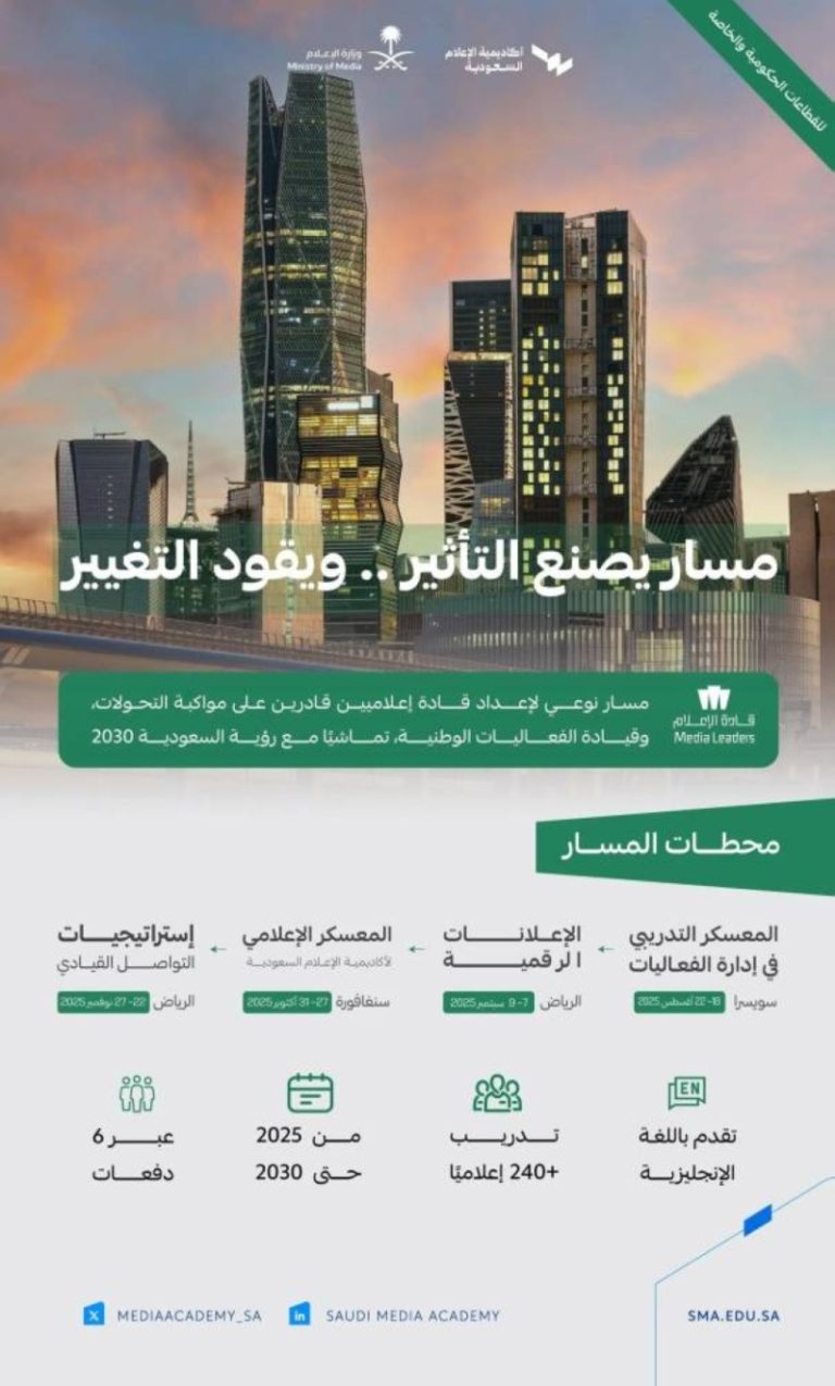 أكاديمية الإعلام السعودية تطلق مسار “قادة الإعلام”