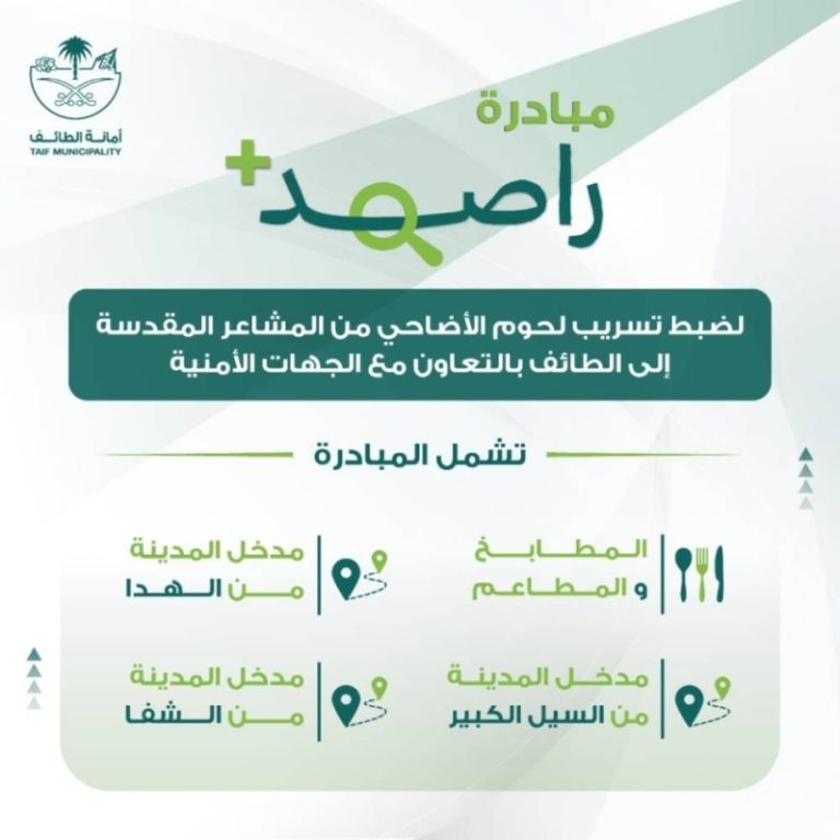 إطلاق مبادرة “راصد+” لضبط تسرب لحوم الأضاحي من أمين الطائف