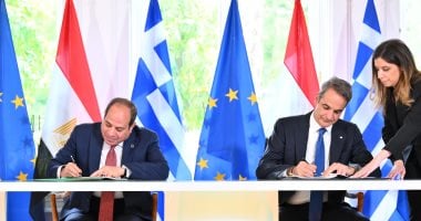 توقيع الشراكة الاستراتيجية بين السيسى واليونان