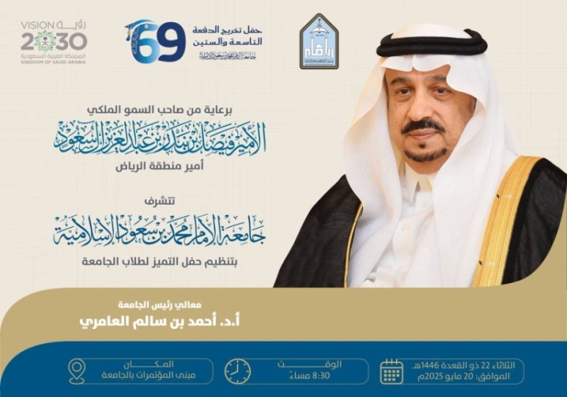حفل التميز غدًا برعاية أمي الرياض لخريجي الجامعة الـ(69)