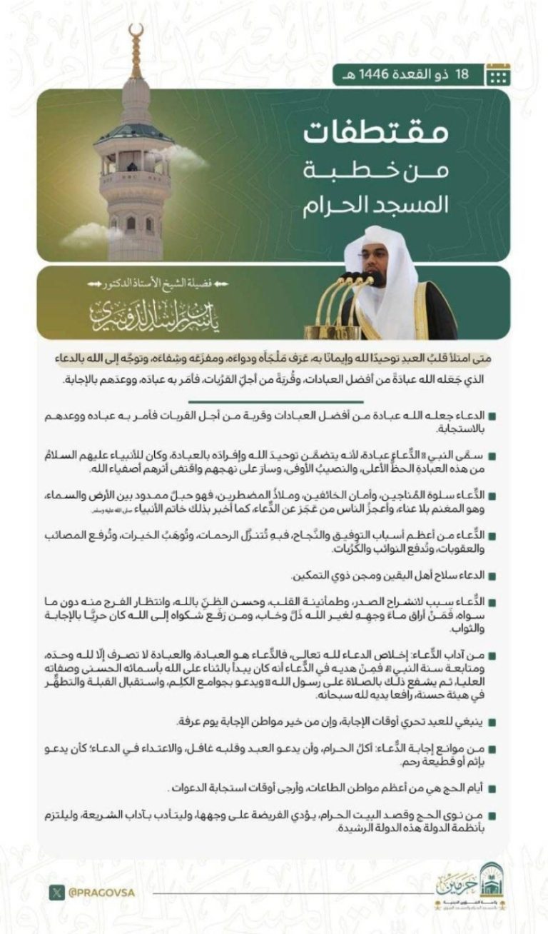 خطبة الجمعة تبث من المسجد الحرام
