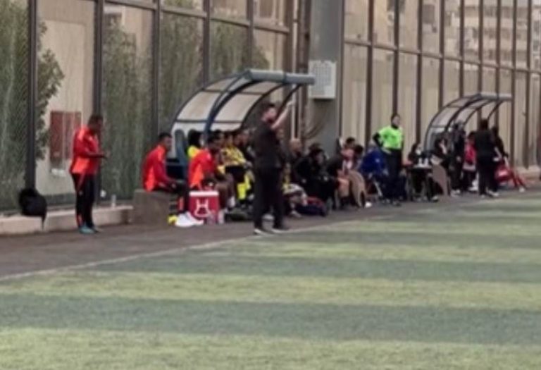 ديميتري يقدم تعليمات لنادين غازي خلال لقاء الأهلي ومودرن سبورت في فيديو