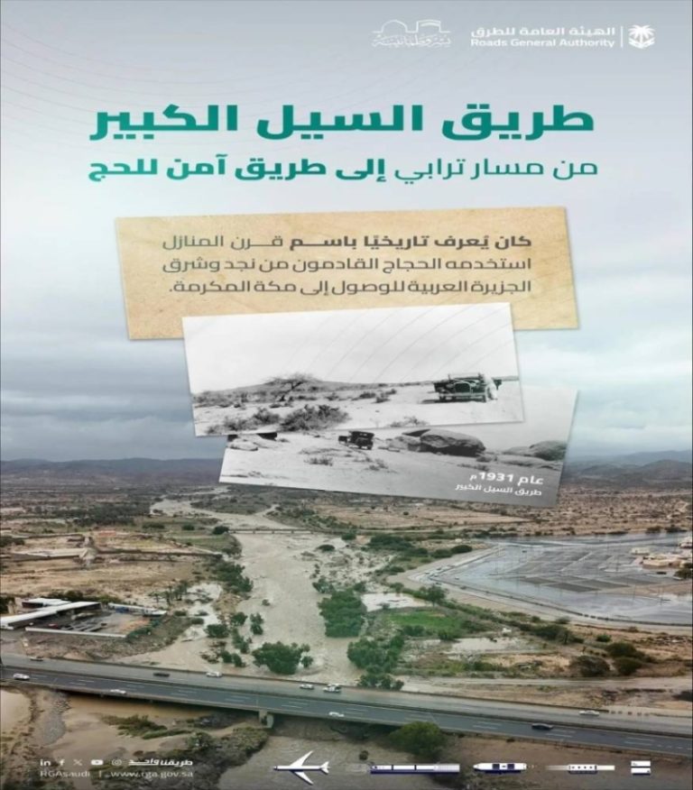 “هيئة الطرق” تكشف عن الطريق التاريخي للحج من نجد إلى مكة المكرمة عبر السيل الكبير