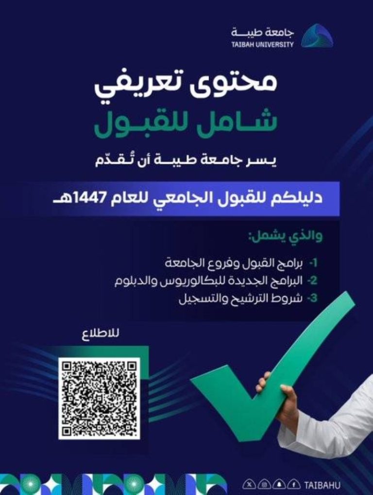 إطلاق 8 تخصصات جديدة في جامعة طيبة للعام الجامعي 1447هـ