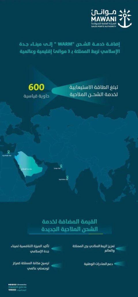 إطلاق خدمة شحن “warm” في ميناء جدة الإسلامي