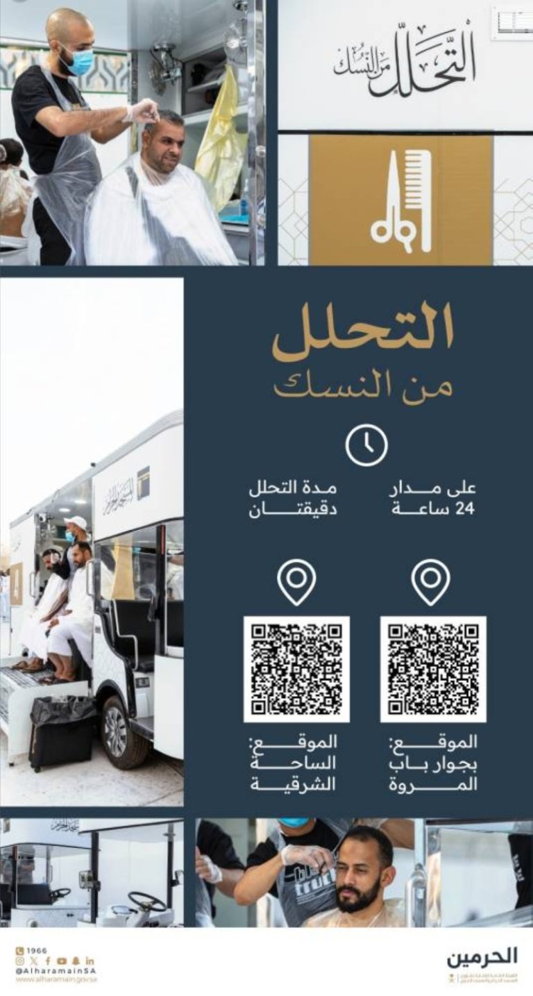 التحلل من النسك متاح على مدار الساعة في المسجد الحرام