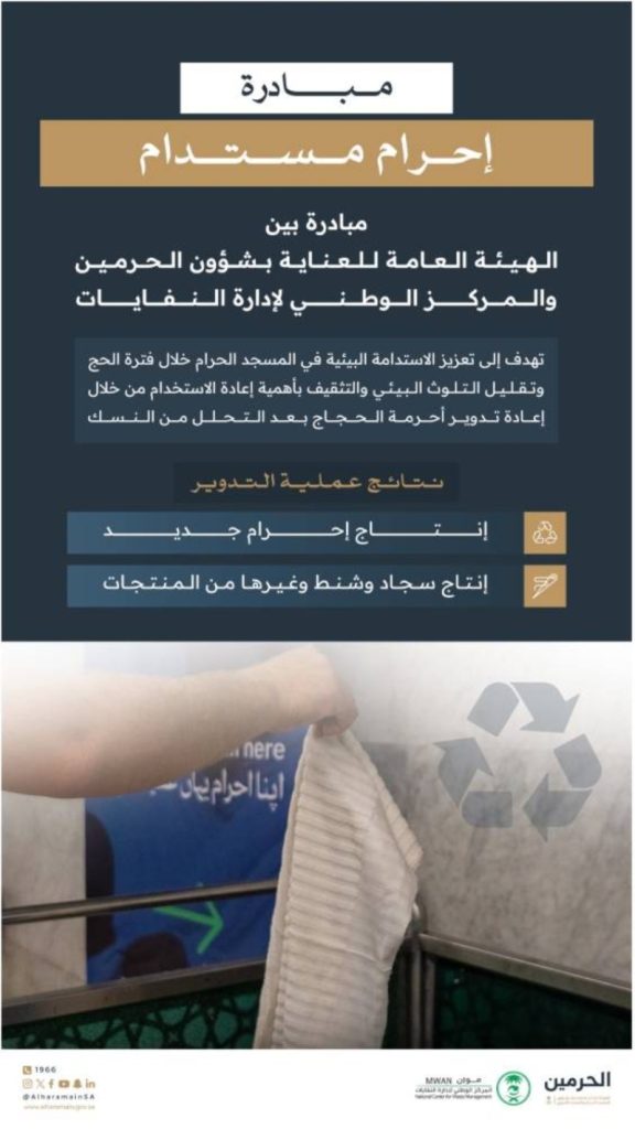 الحرمين الشريفين” تشرع في تفعيل مبادرة “إحرام مستدام