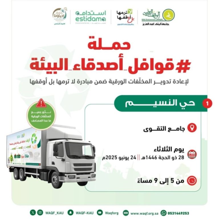 انطلاق حملة “قوافل أصدقاء البيئة” في جدة للتخلص الآمن من المخلفات الورقية