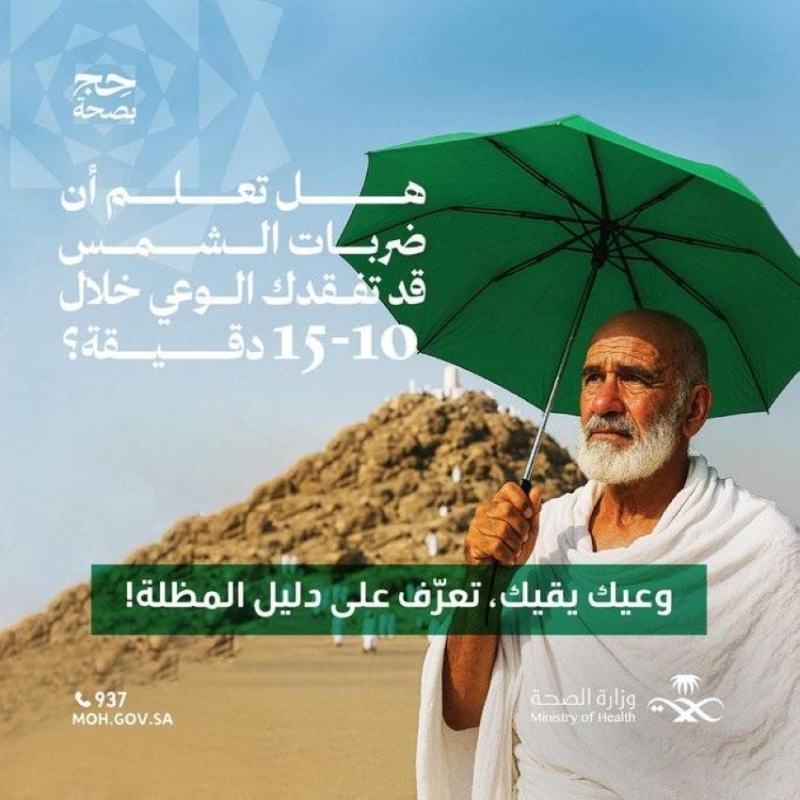 تحذير مهم لحجاج بيت الله من “الصحة” بشأن أشعة الشمس والإجهاد الحراري
