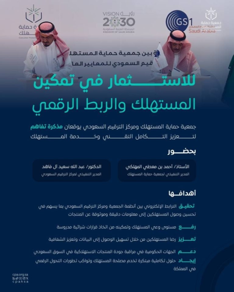توقيع اتفاقية تعاون بين “حماية المستهلك” ومركز الترقيم
تعاون مشترك بين “حماية المستهلك” ومركز الترقيم
مفاجأة جديدة: “حماية المستهلك” ومركز الترقيم يوقعان اتفاقية تعاون