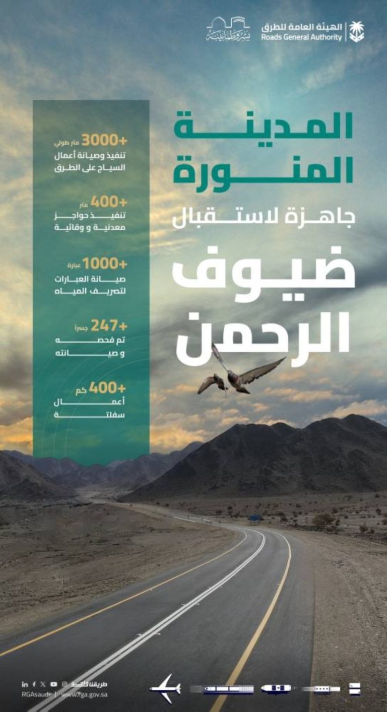 جاهزية شبكة طرق المدينة المنورة لاستقبال ضيوف الرحمن تؤكدها هيئة الطرق