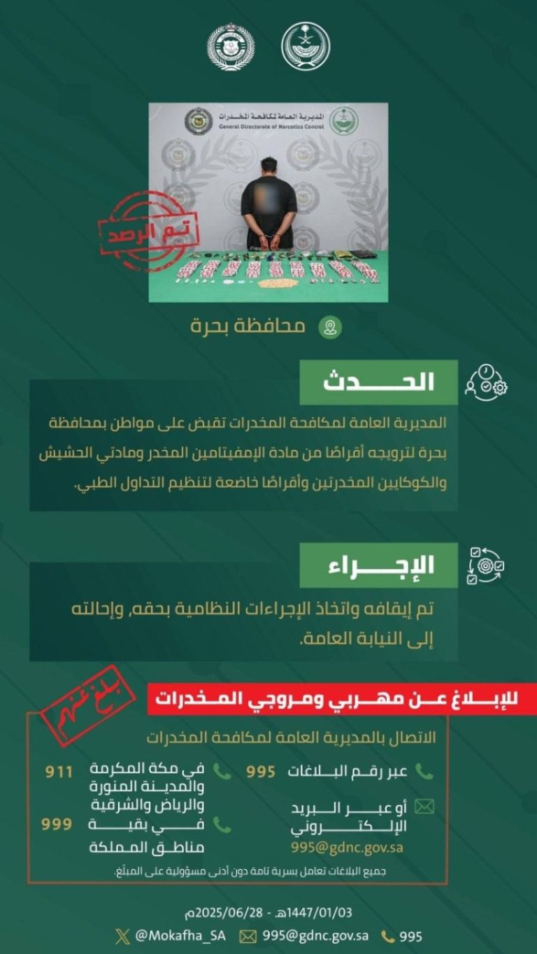 قضية مثيرة في بحرة: القبض على مواطن بتهمة ترويج المخدرات