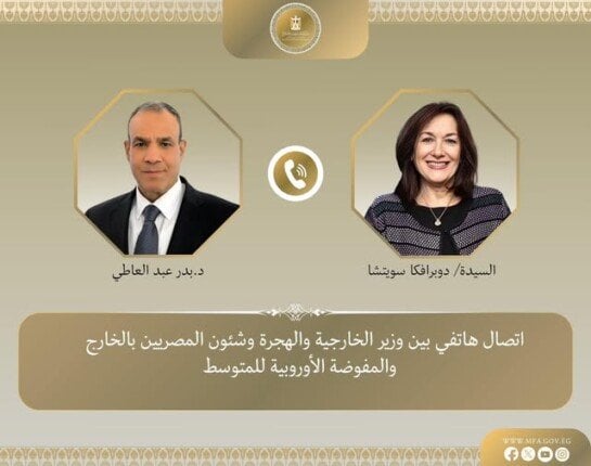 استئناف وقف إطلاق النار في غزة يشدد عليه وزير الخارجية مع مفوضة الاتحاد الأوروبي