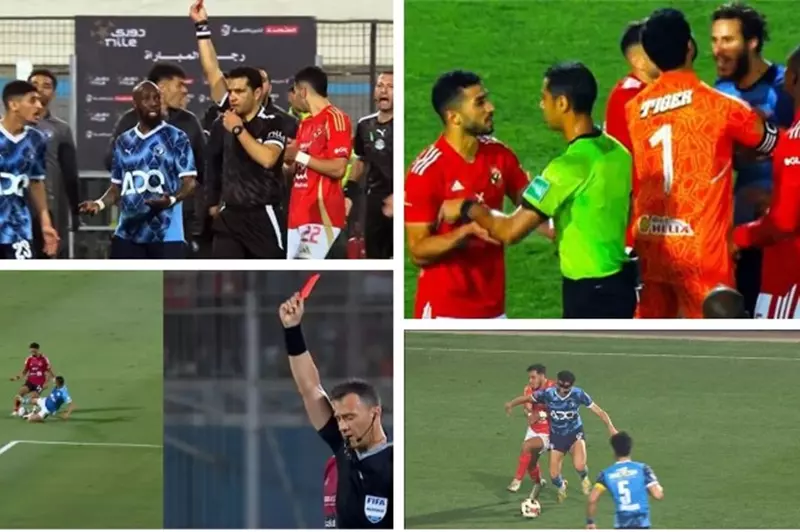 أحداث مثيرة تعكس التوتر في مباراة الأهلي وبيراميدز مع 11 بطاقة حمراء